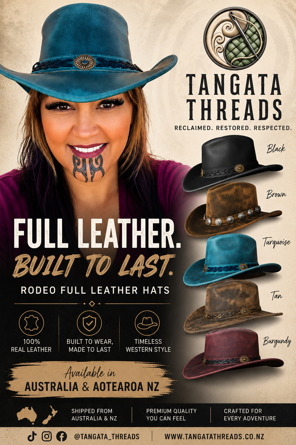 Full leather rodeo hats